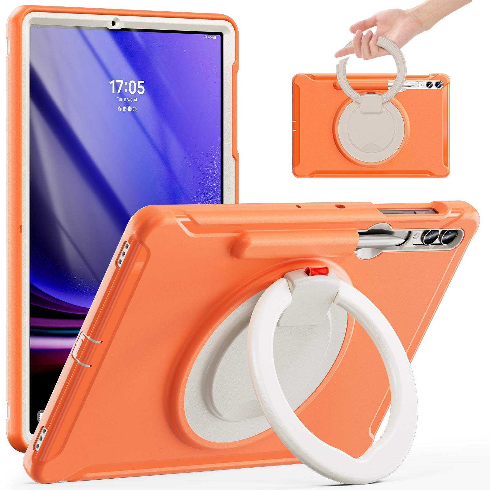 For Samsung Galaxy Tab S7 T970 Tab S7 FE T730 Tab S8 X800 Tab S9 X810 Case PC TPU Rotating Kickstand Tablet Cover with Pen Holder For Samsung Galaxy Tab S7 T970 Tab S7 FE T730 Tab S8 X800 Tab S9 X810 Case PC TPU Rotating Kickstand Tablet Cover with Pen Holder